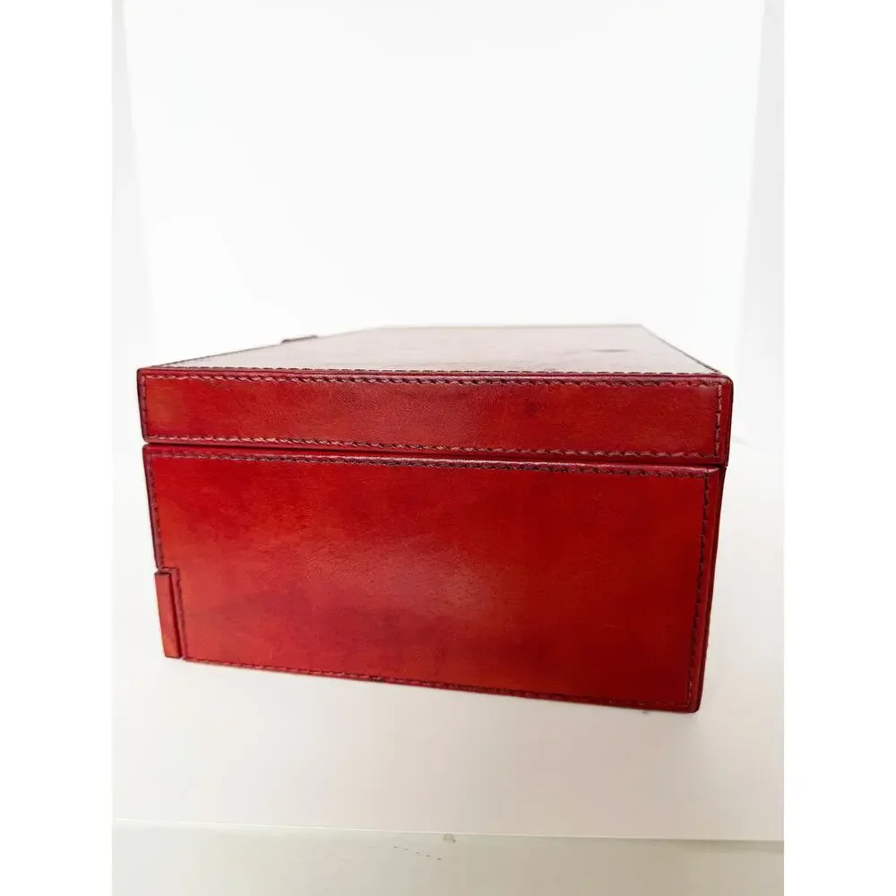 William Sheppe Leather Jewelry Box Case Brown Red Classic
